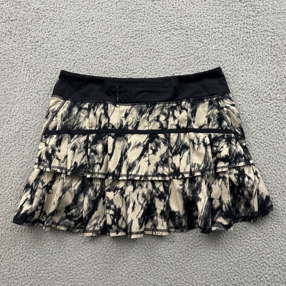 Lululemon Run Pace Setter Skirt 8 Tall Great Granite Black Pleated Tennis
